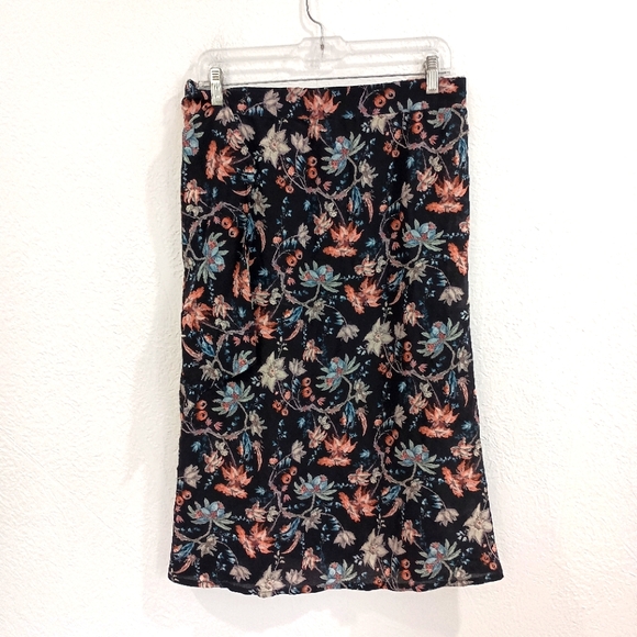 Adriana Degreas Dresses & Skirts - Adriana Degreas Black Floral Silk Midi Skirt